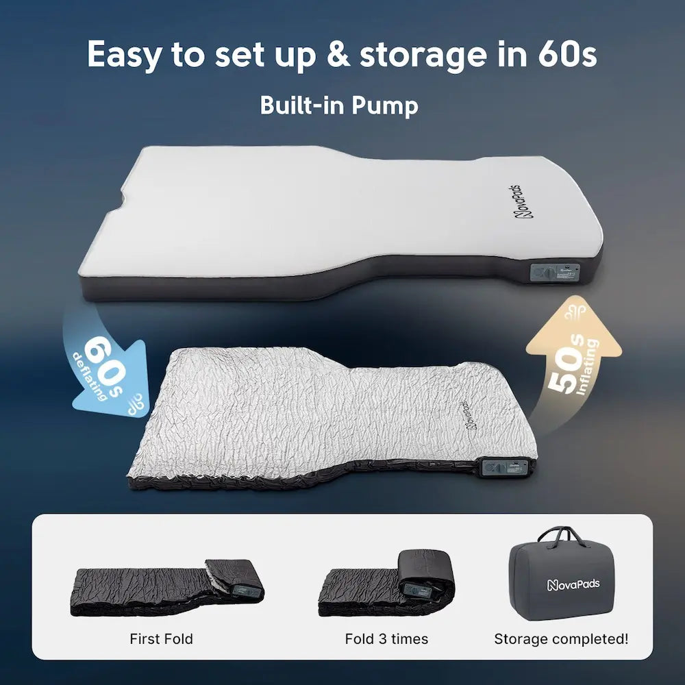 NovaPads Tesla Model Y Mattress Pro Camping Mattress for Model Y X Juniper Tesla Bed Built-in Pump Easy to set up & storage in 60s